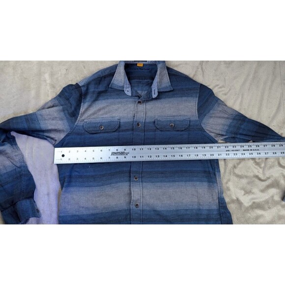 Tailor Vintage Shirt Men's Medium Luxe Performance Flannel Blue Plaid Button Up - Picture 5 of 8